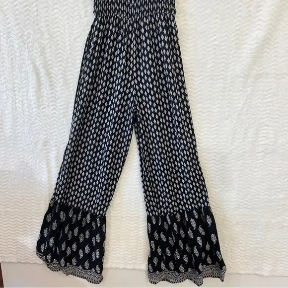 Japna Black White Handmade Artsy Boho Wide Leg Jumpsuit Womens Sz XS - Picture 3 of 13